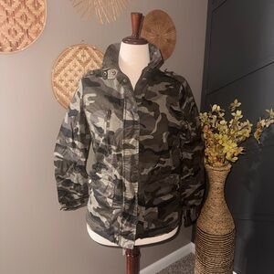 Love Tree Green Utility Jacket with High Collar